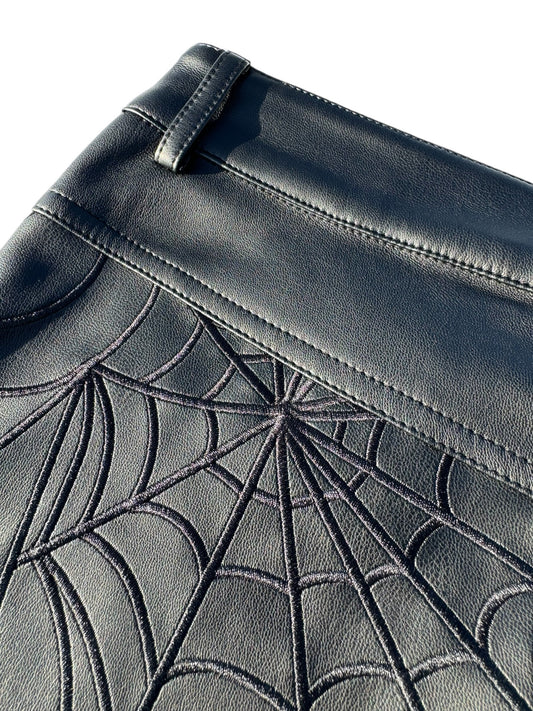 Vegan Leather Spider Web Pants
